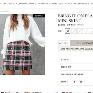VICI FATE Bring It On Plaid Mini Skirt SZ L (30-31 waist) Never Worn